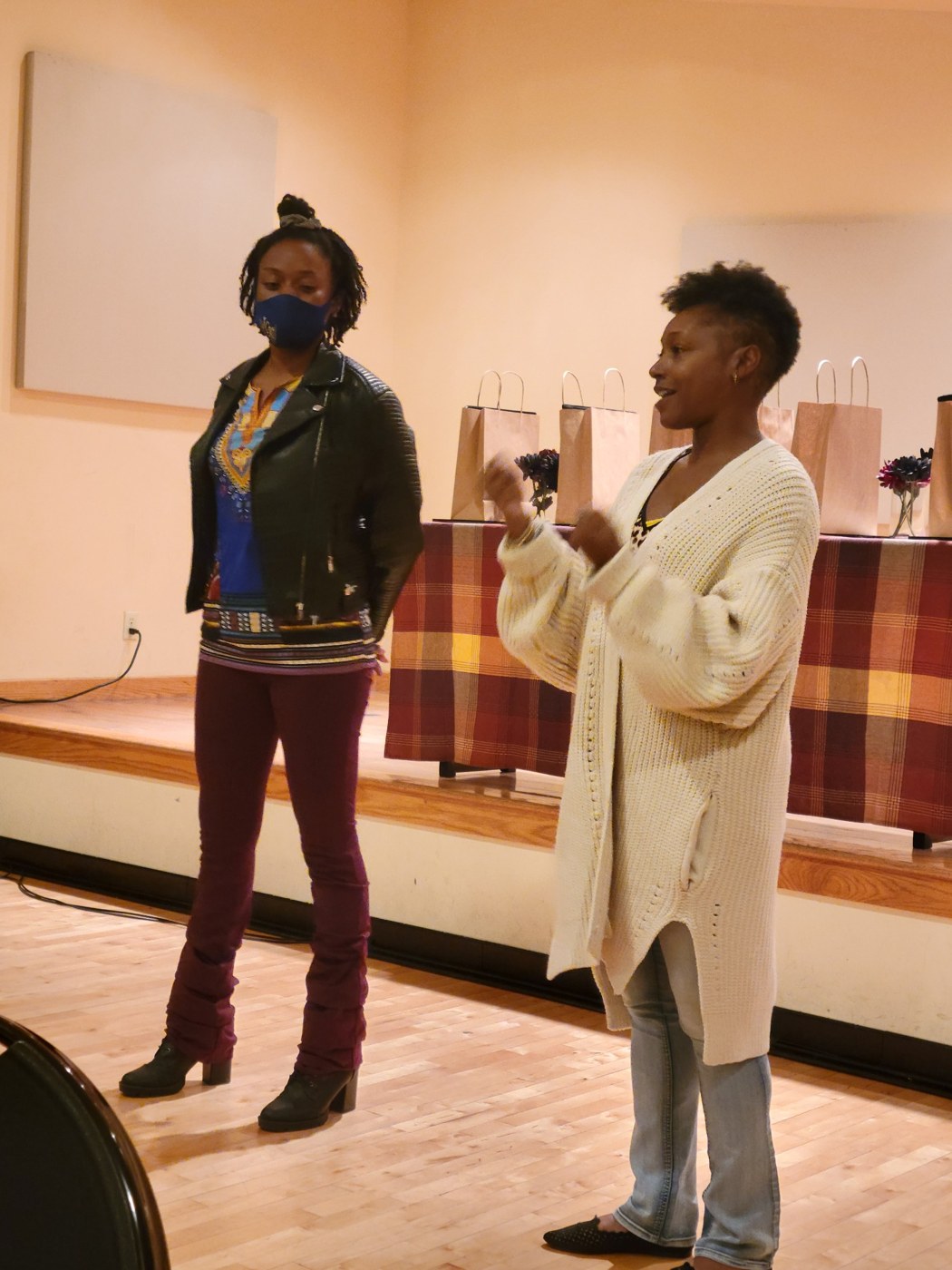 Two people standing together during the Ready, Set, Grow closing program